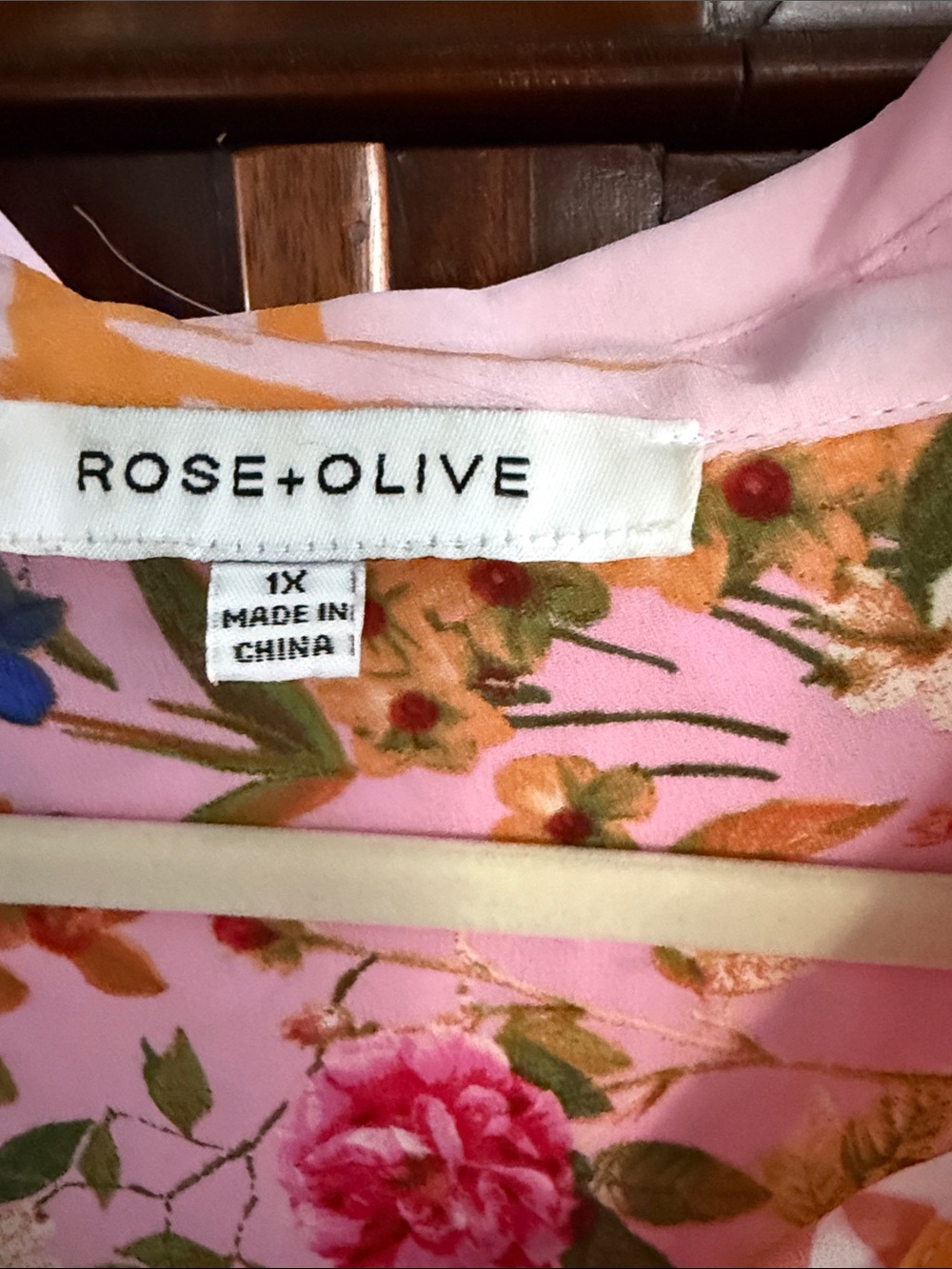 Rose & Olive Pink & Orange Mixed Floral Patchwork Button-Down Shirt - Picture 2 of 7